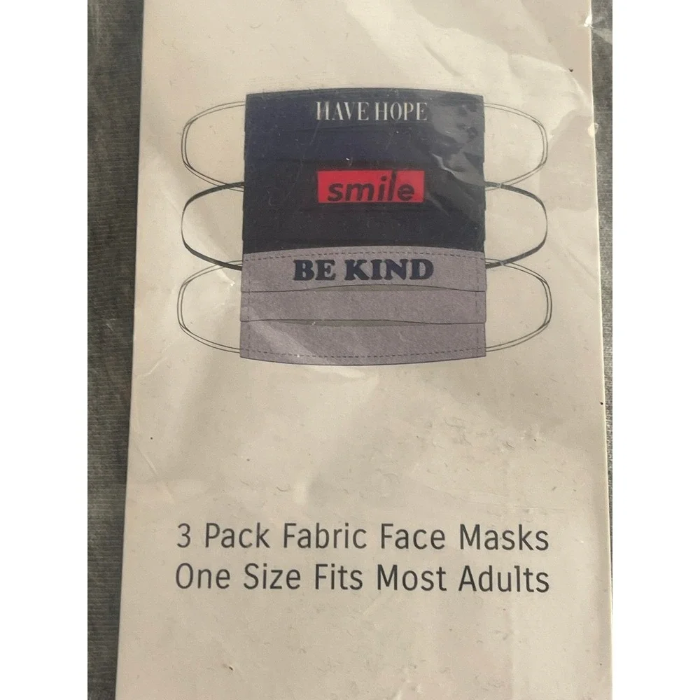3 Pack Fabric Face Masks One Size Adult Have Hope Smile Be Kind Phluid Project